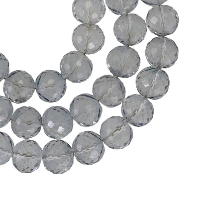 AAA+ Natural 7mm-8mm Silver Quartz Necklace, Rondelle Beaded Faceted Crystal Quartz Gemstone Energy Necklace For Healing BBI530