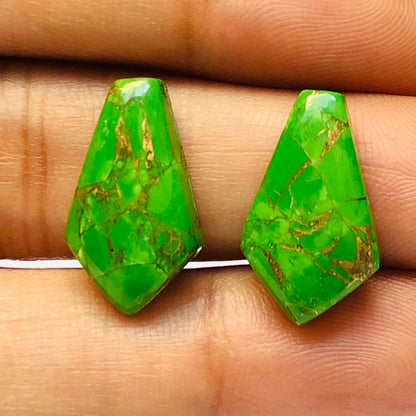1 Pair Green Copper Turquoise Smooth Kite Shape Gemstone, Size 10X18mm, Matching Pair Briolette, Earring Making Gemstone , SKU - BBI988