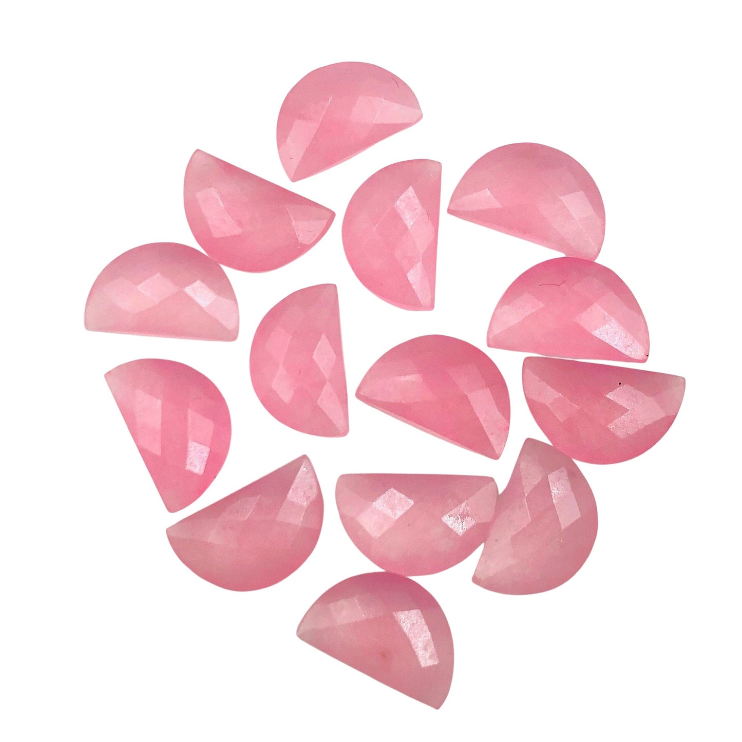 2 Pieces Pink Quartzite Faceted D' Shape Gemstone, Size 10mmx16mm, Hand Carved Briolette, Half Moon Shape Gemstone, Quartzite Beads, SKU-225