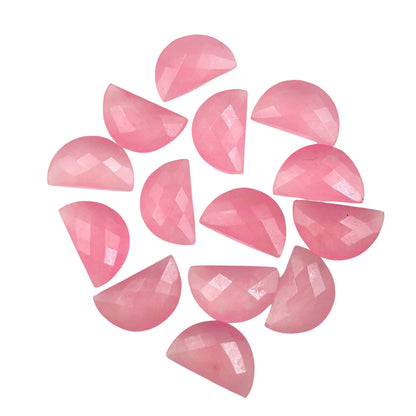 2 Pieces Pink Quartzite Faceted D' Shape Gemstone, Size 10mmx16mm, Hand Carved Briolette, Half Moon Shape Gemstone, Quartzite Beads, SKU-225