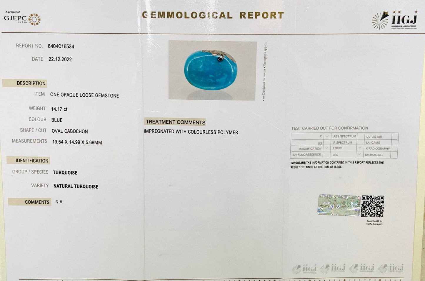 GEMMOLOGICAL REPORT