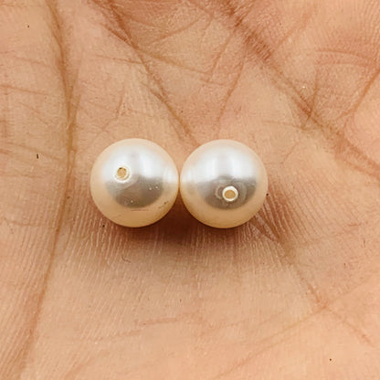 5818 Swarovski 8mm Crystal White (001 650) Round Half Drilled Pearls, Glass Beads for jewelry making, Color White Fresh Water Pearl