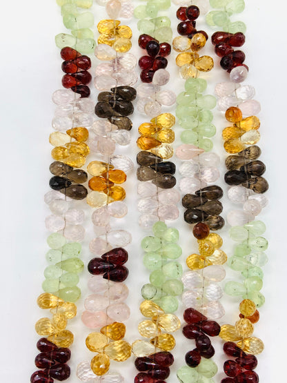 Natural Multi gemstone Faceted Teardrop Gemstone Briolette's beads, Size 5x8mm to 5x11mm Jewelry making beads Gift Of Gemstone Jewelry Beads