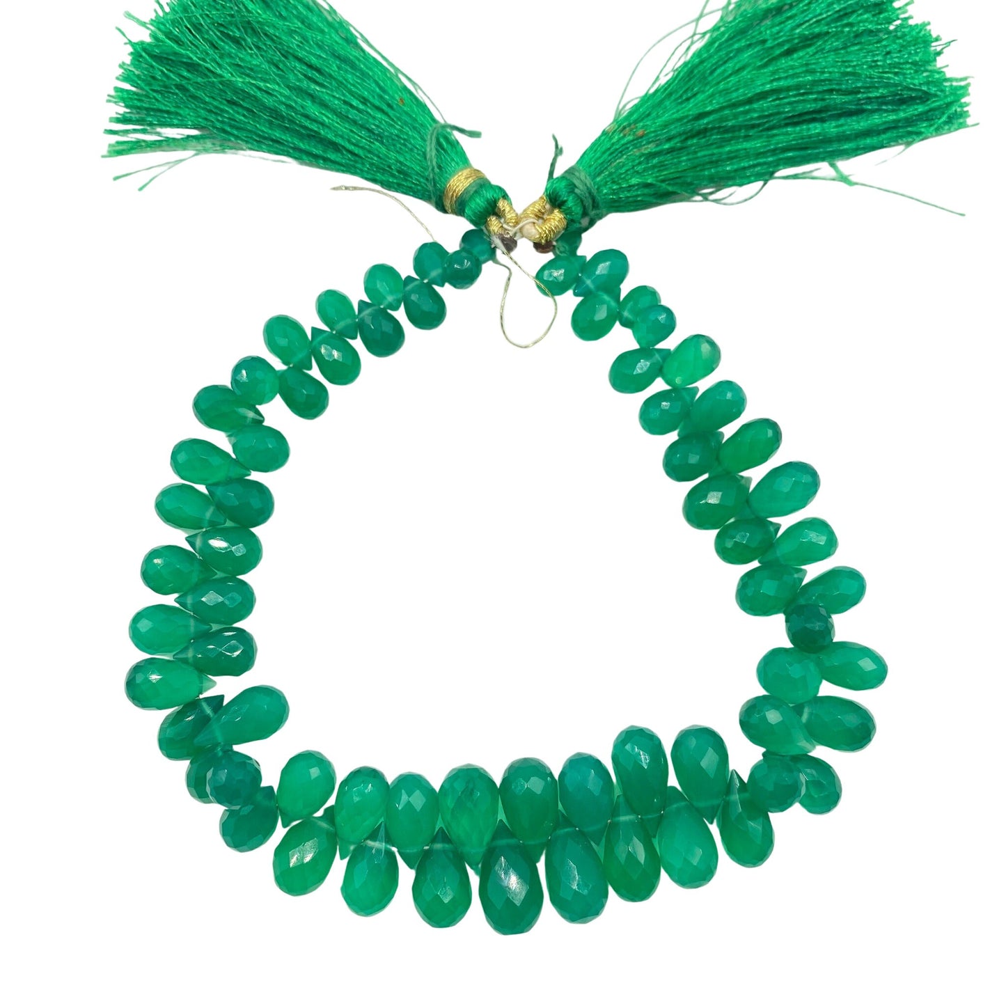 Green Onyx Faceted Teardrop Beads | Semi-Precious Gemstone Jewelry Beads
