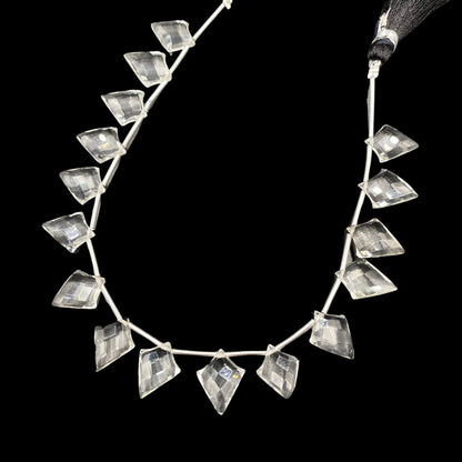 Quality 100% Natural Crystal Quartz Faceted Slanted Fancy Kite Shape Gemstone Beads, Crystal Quartz Gemstone,Jewelry Idea. 9mmX14mm BBI880