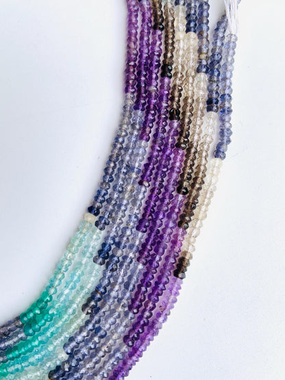 13 Inch Natural multi faceted Rondelle shape Beads Briolette Size 3mm Mix gemstone faceted beads for Wedding jewelry making gift for her