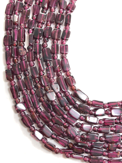 Natural 4x6mm-5x8mm pink Garnet Gemstone Chip Beads Necklace, Smooth Garnet Gemstone Necklace Birthday Gift