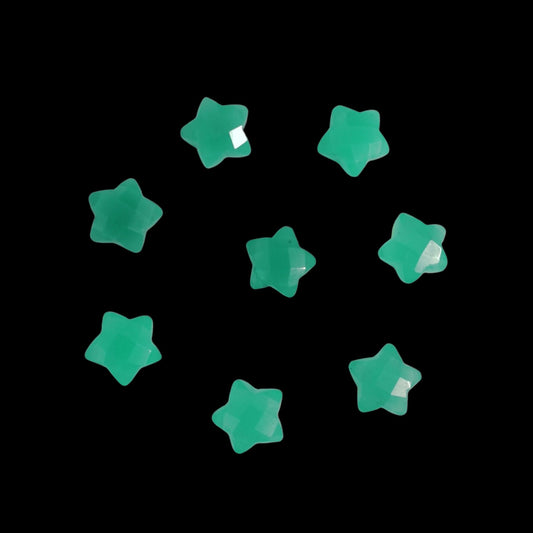 2 Pieces Natural Chrysoprase Chalcedony Faceted Star Shape Gemstone Briolette, Size 10mm, Hand Carved Gemstone , Jewelry Making, SKU BBI109
