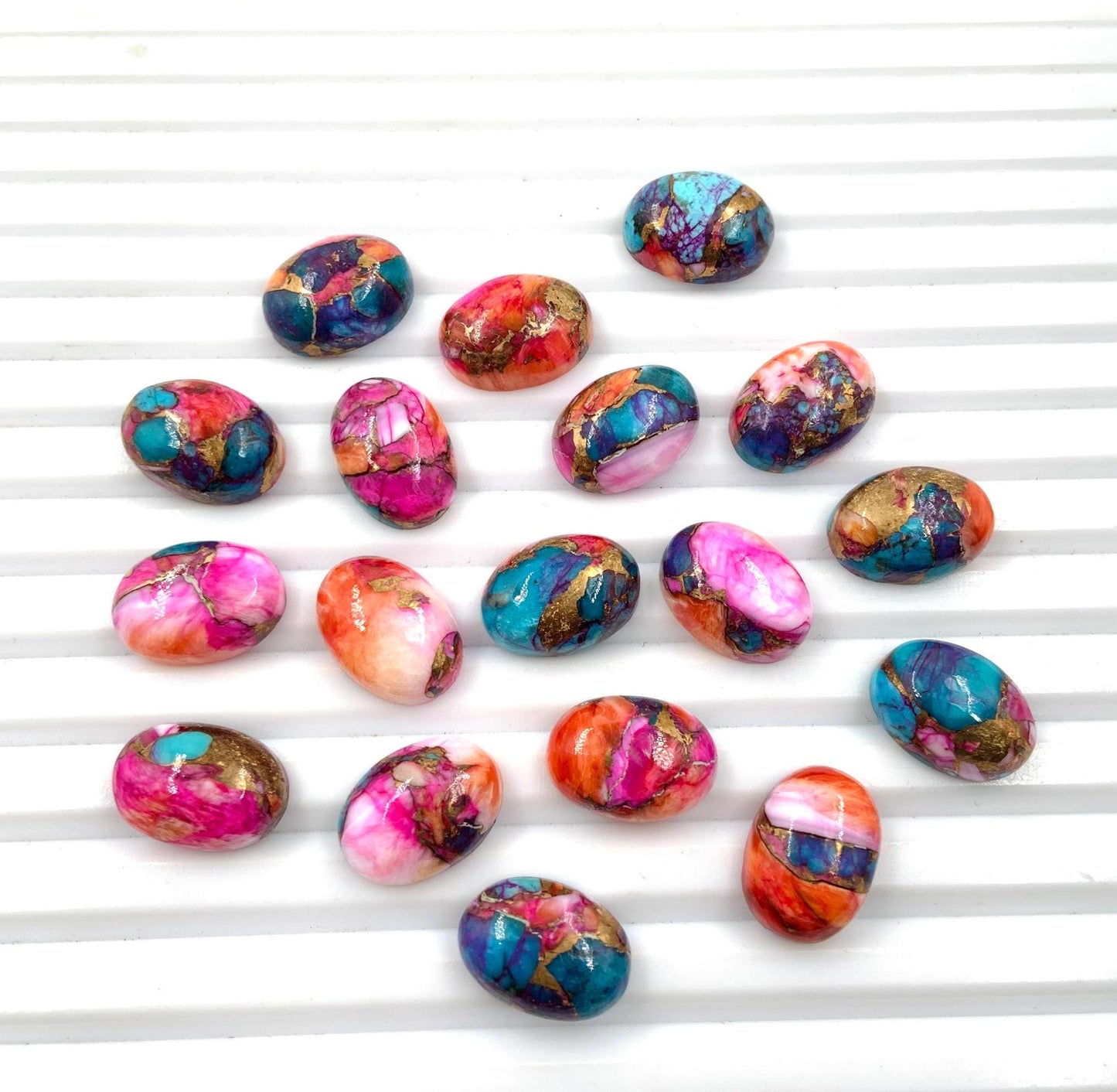 Natural Pink Spiny oyster Smooth Cabochon Gemstone Oval Shape Cabochon for jewelry making Semi Precious Cabochon for Rings Size 10x14mm