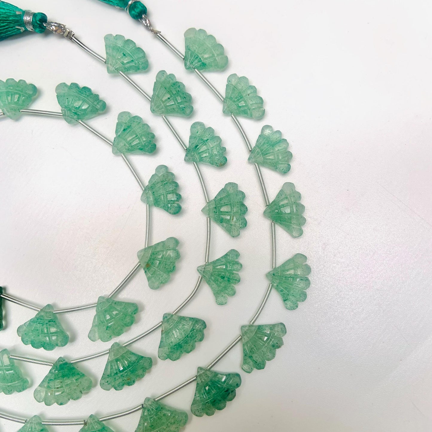 10 Pcs Natural Green Strawberry Triplet Carved Tree Shape Briolette Side Drill Beads Size 13x16x5mm fancy shape briolette for jewelry making