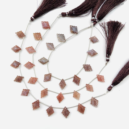 10 Pcs Natural Chocolate Moonstone Slot Carved Side drill gemstone Fancy shape Briolette lozenge gemstone beads Size 11x15x4mm gift for her