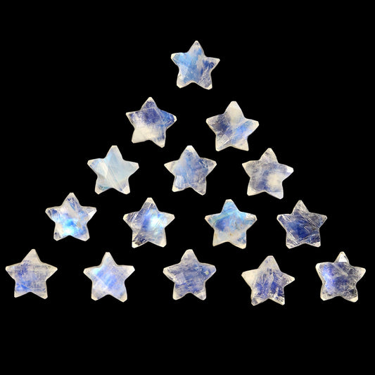 2 Pieces Natural White Rainbow Faceted Star Shape Gemstone, Size 10mm, Hand Carved Star Shape Briolette's , Jewelry Making, SKU-BBI106