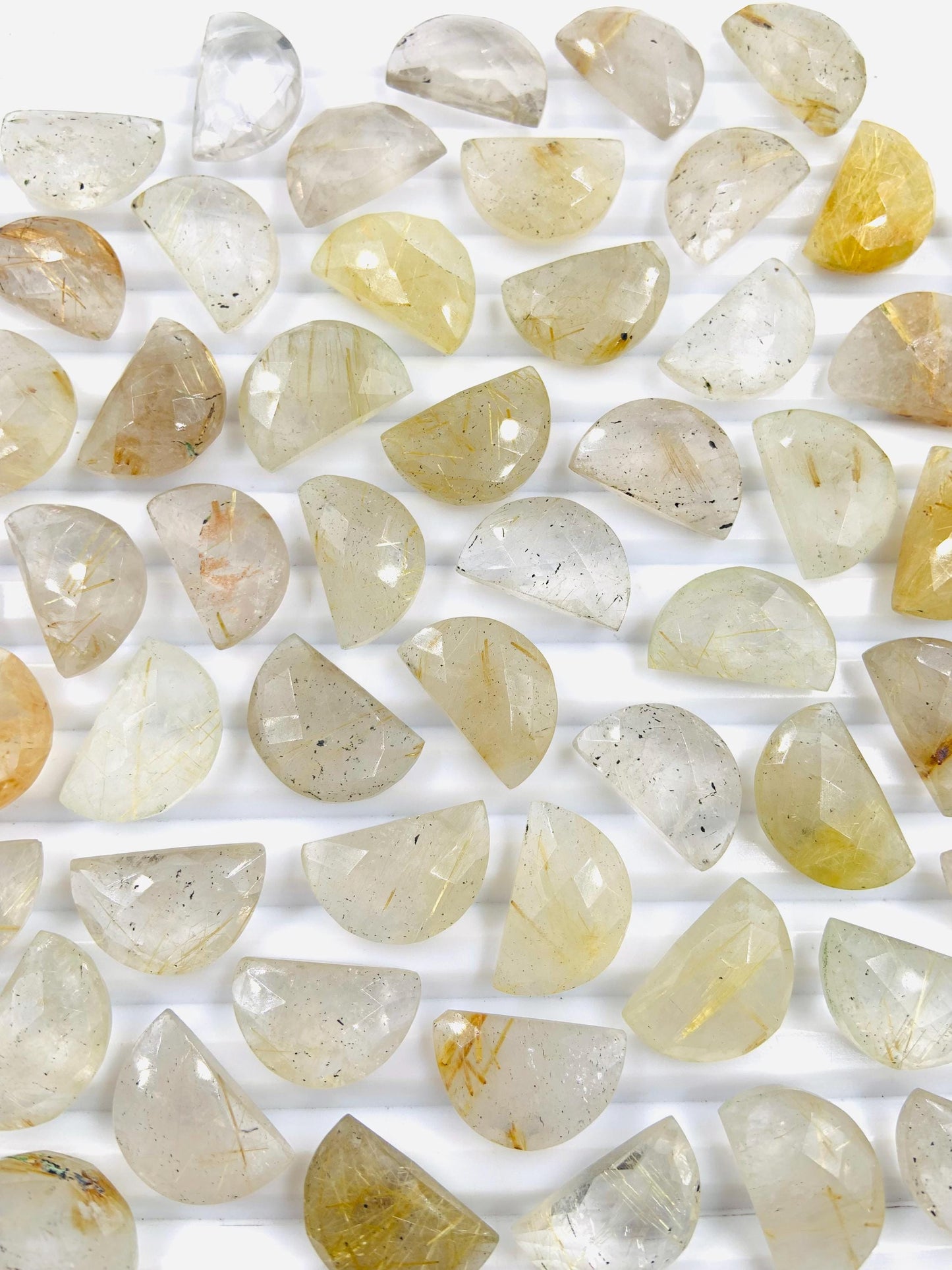2 Pieces Natural Golden rutile gemstone, Half Moon D - shape gemstone, Earring Components natural gemstone, Half moon gemstone, size 10x16mm