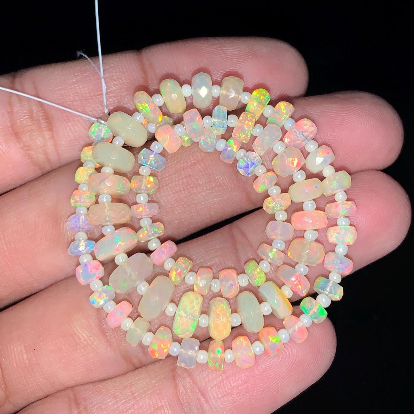 AAA Natural Ethiopian Opal Faceted Rondelle Beads 4mm–7mm