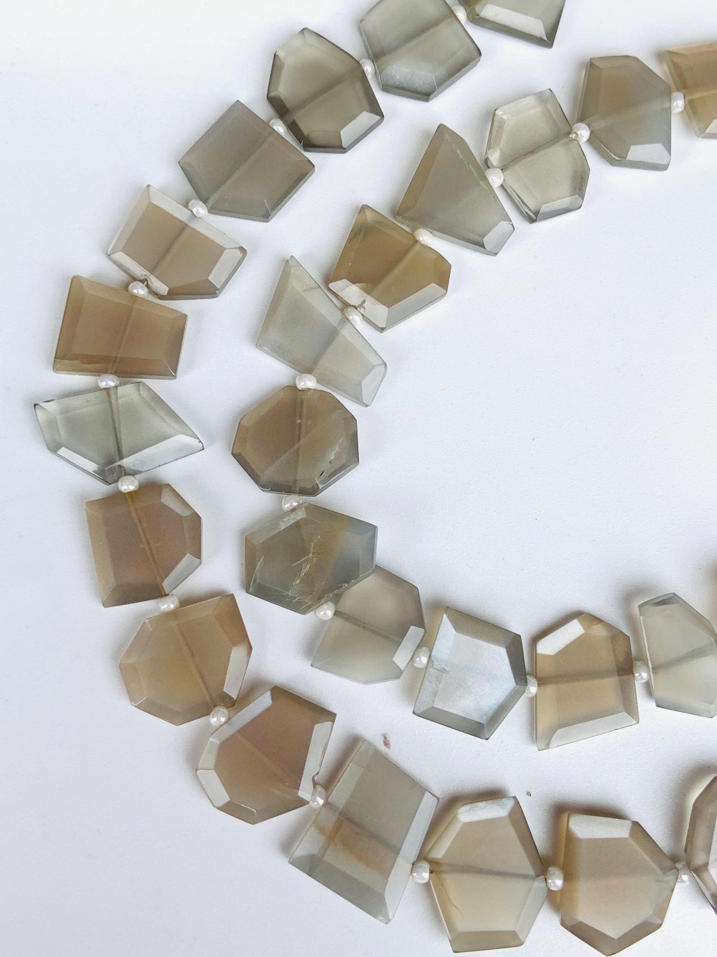 Natural Grey Moonstone Fancy Shape Slice Gemstone Beads, Faceted Gemstone Briolette, Flat Chip beads, Size 11mm to 13mm gift for her