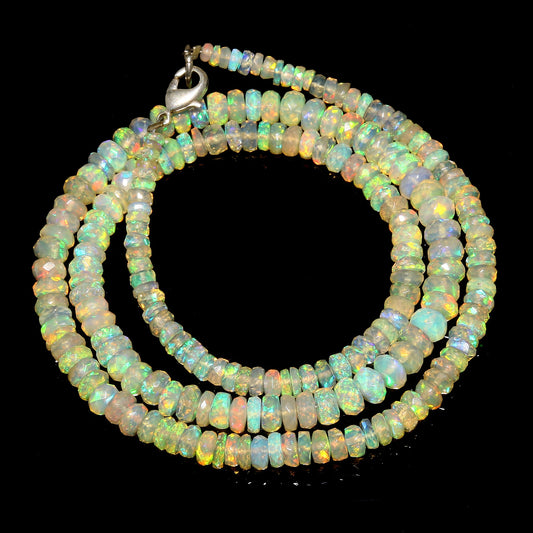 AAA+ Natural Ethiopian Multi Opal Faceted Rondelle Beads 3mm–5mm