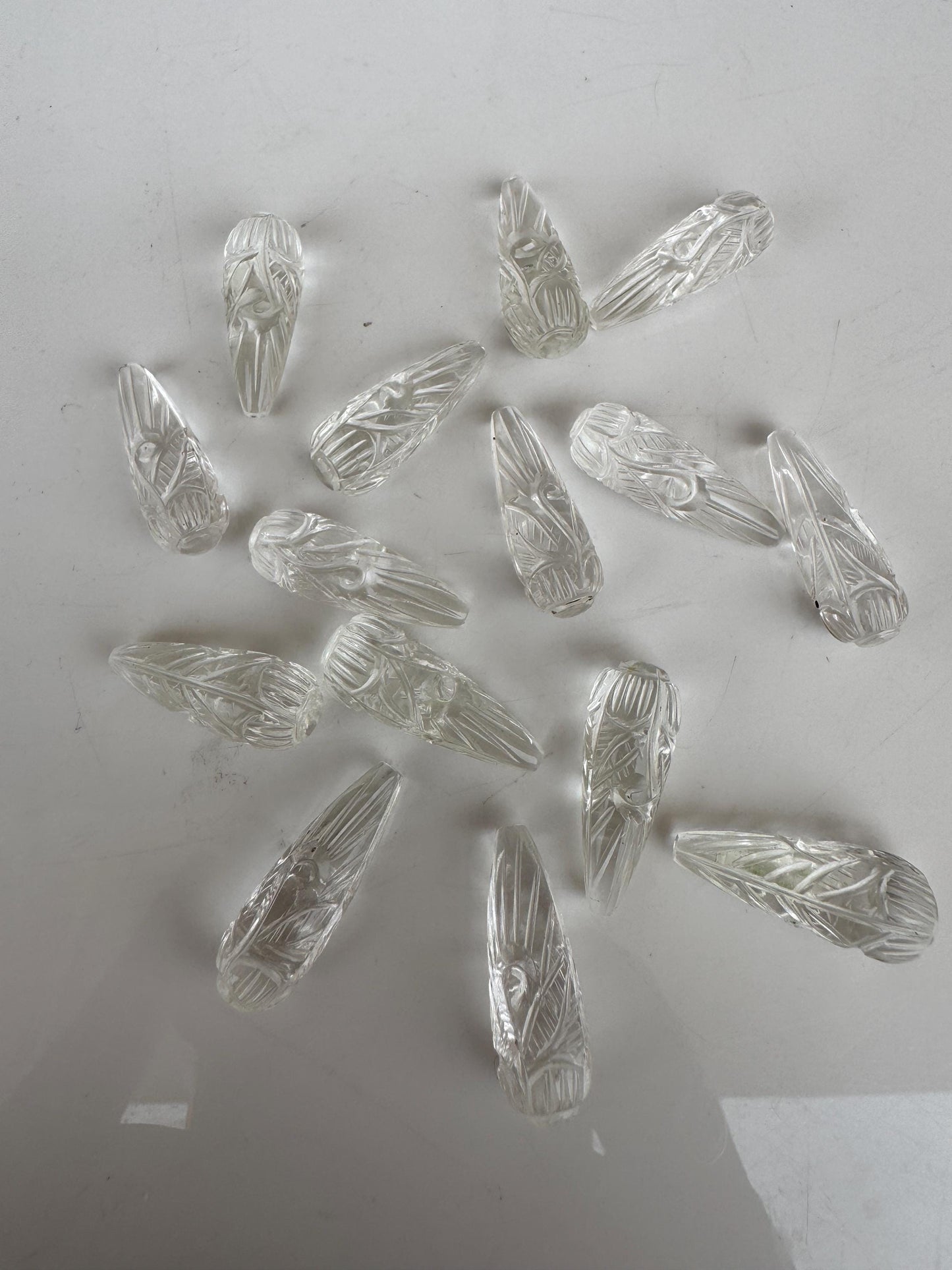 1 Pair Natural Crystal Quartz Hand Carved Drop Shape Briolette Beads, Handmade Matching Pair beads, Earring Making Gemstone Size - 9x26mm