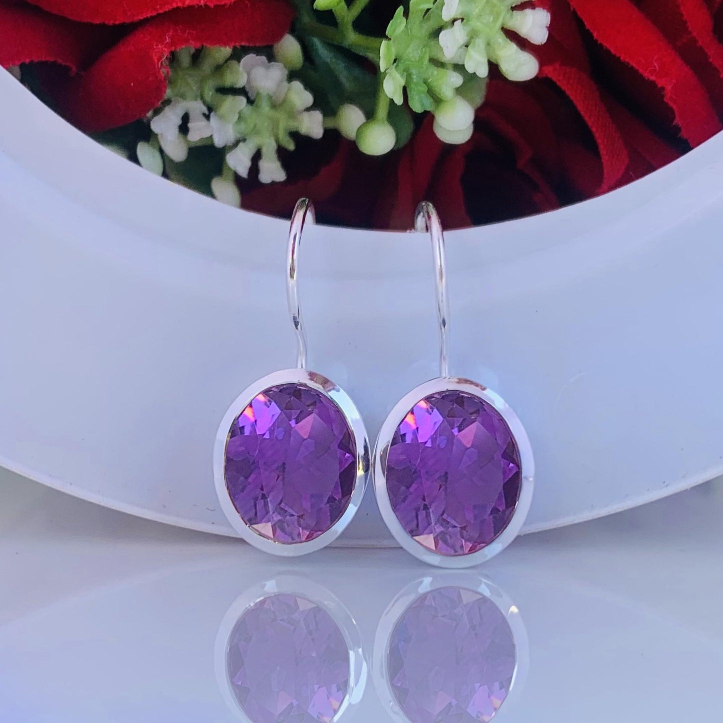 Purple Amethyst Earrings ~ Sterling Silver and Vermeil Gold ~ Dainty Simple Jewelry ~ February Birthstone Gift for Mom ~ E-0043