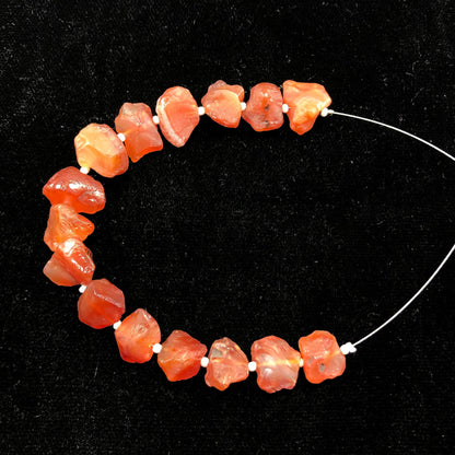 15 pcs Raw Carnelian Crystal Stones Center Drill Rough Healing Stones for Jewelry