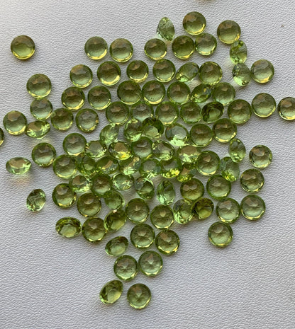 Natural Peridot Faceted Round Shape Cut Stone CALIBRATED Loose Stone Cut Round Jewelry Making Semi Precious Cut stone For ring, Gift for her