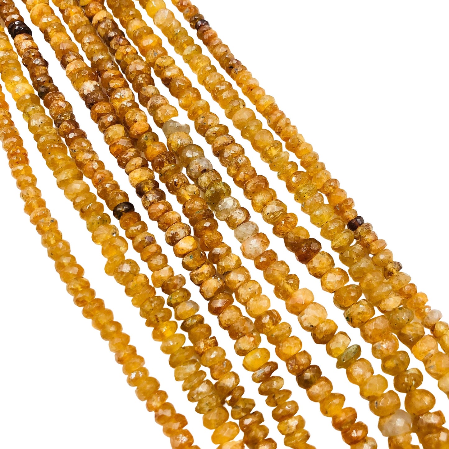 Natural Yellow Aquamarine 3–5mm Faceted Rondelle Briolette Beads