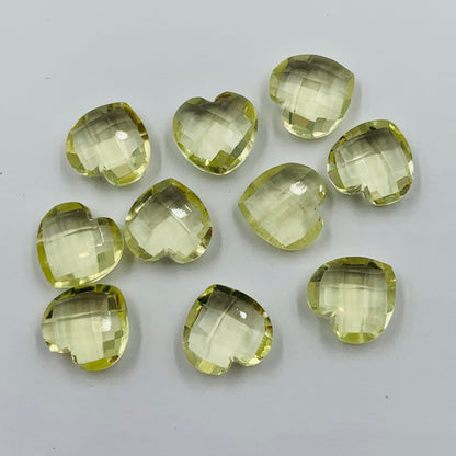 Natural Lemon Quartz Moonstone Faceted Carved Heart Shape Loose Gemstone Beads, Carved Heart Shape Gemstone Briolette, Gemstone Beads BBI334