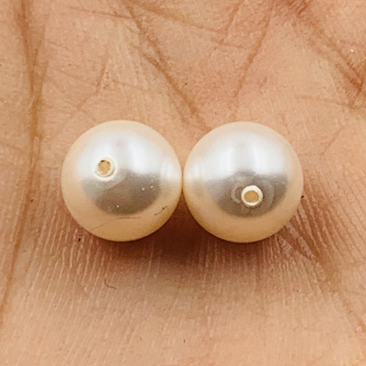 5818 Swarovski 8mm Crystal White (001 650) Round Half Drilled Pearls, Glass Beads for jewelry making, Color White Fresh Water Pearl