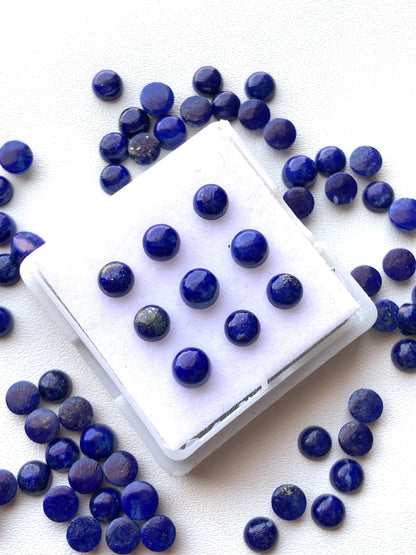 Natural Lapis Lazuli Smooth Round Gemstone Cabochon, CALIBRATED Loose Stone Cab, Round Jewelry Making Cabochons Semi Precious Cabs for ring