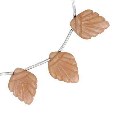 10 pcs Peach Moonstone Carved Shield Shape leaf Natural Gemstone Briolette Face Drill Beads | Beads For Jewelry | Wholesale Gemstone BBI920