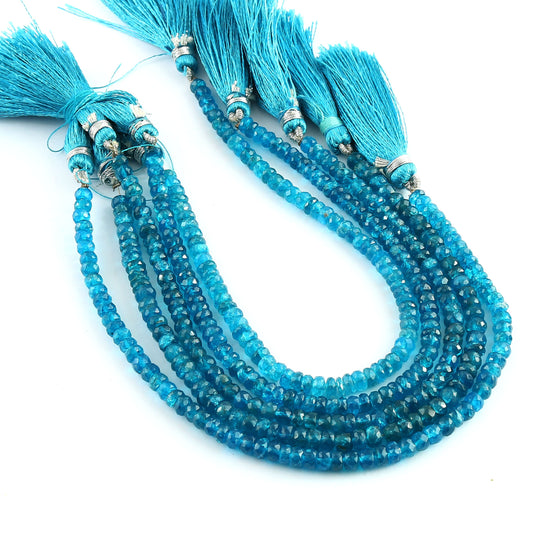 1 st. AAA quality Natural Neon Apatite Faceted Roundelle Beads , Gemstone Beads , Round Shape Beads ,Jewelry Supplies ,  SKU- BBI503