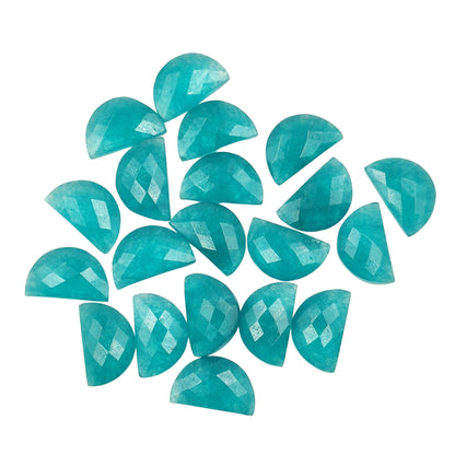 2 Pieces Teal Blue Quartzite Faceted D' Shape Gemstone, Size 10mmx16mm, Carved Quartzite Briolette, Half Moon Shape Gemstone, SKU-228