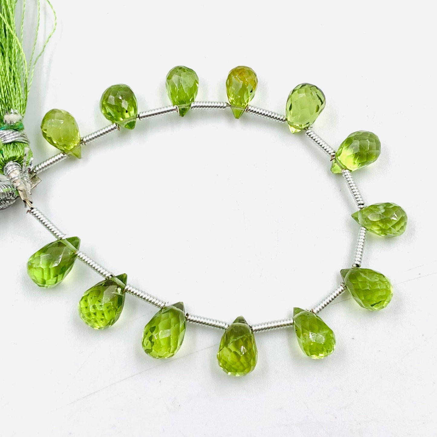 30 Pcs Natural Peridot Faceted Pear Briolette Beads | 5.5x8mm Gemstone Drops