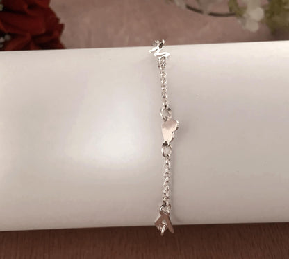 925 Sterling Silver Initial Letter Bracelet - Personalized Jewelry Gift for Her