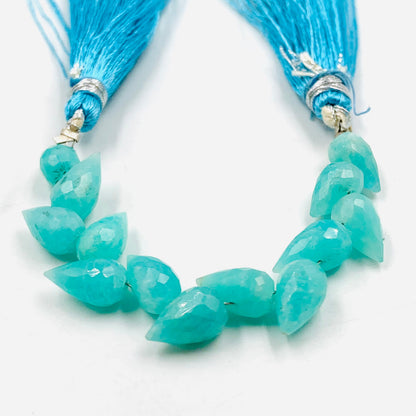 4 Inches Natural Amazonite Buds Briolette Beads Amazonite Gemstone Faceted Flower Buds Size 5X9 MM To 6X10 MM Amazonite Drops jewelry Making