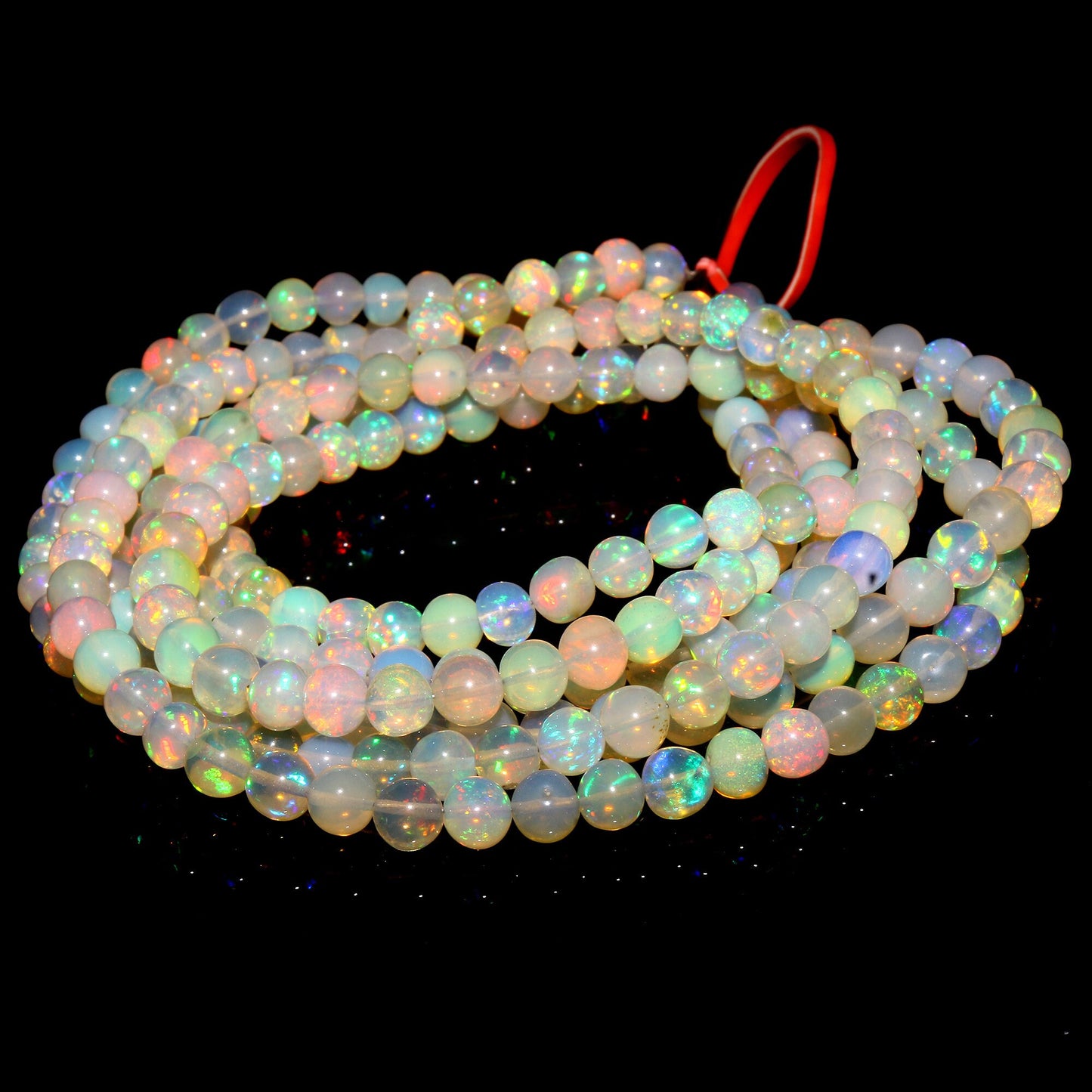 AAA Ethiopian Fire Opal Smooth Round Ball Beads 4mm–6mm