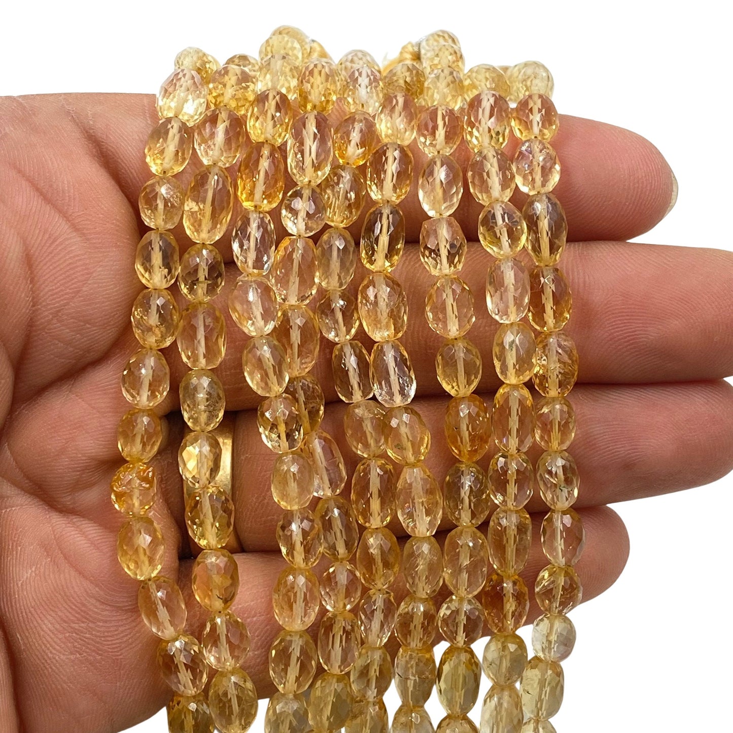 Natural Citrine Faceted Oval Mani Shape Beads | 8 Inch Citrine Gemstone Strand