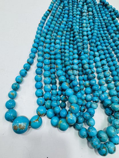 Arizona Turquoise Smooth Round Beads 16" Strand | Polished Gemstone Beads for Jewelry