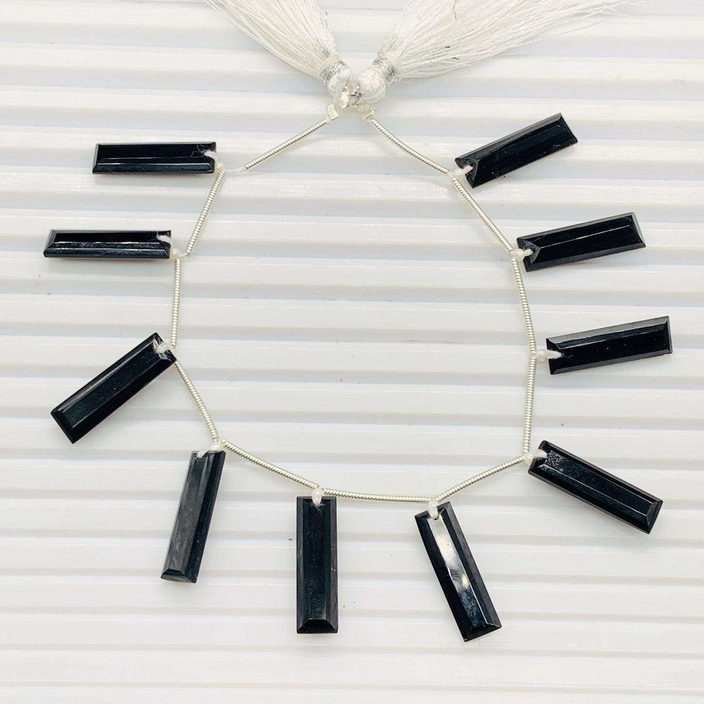 Black Onyx 10 Pieces Baguette Step-Cut Faceted Beads 20x6x4mm