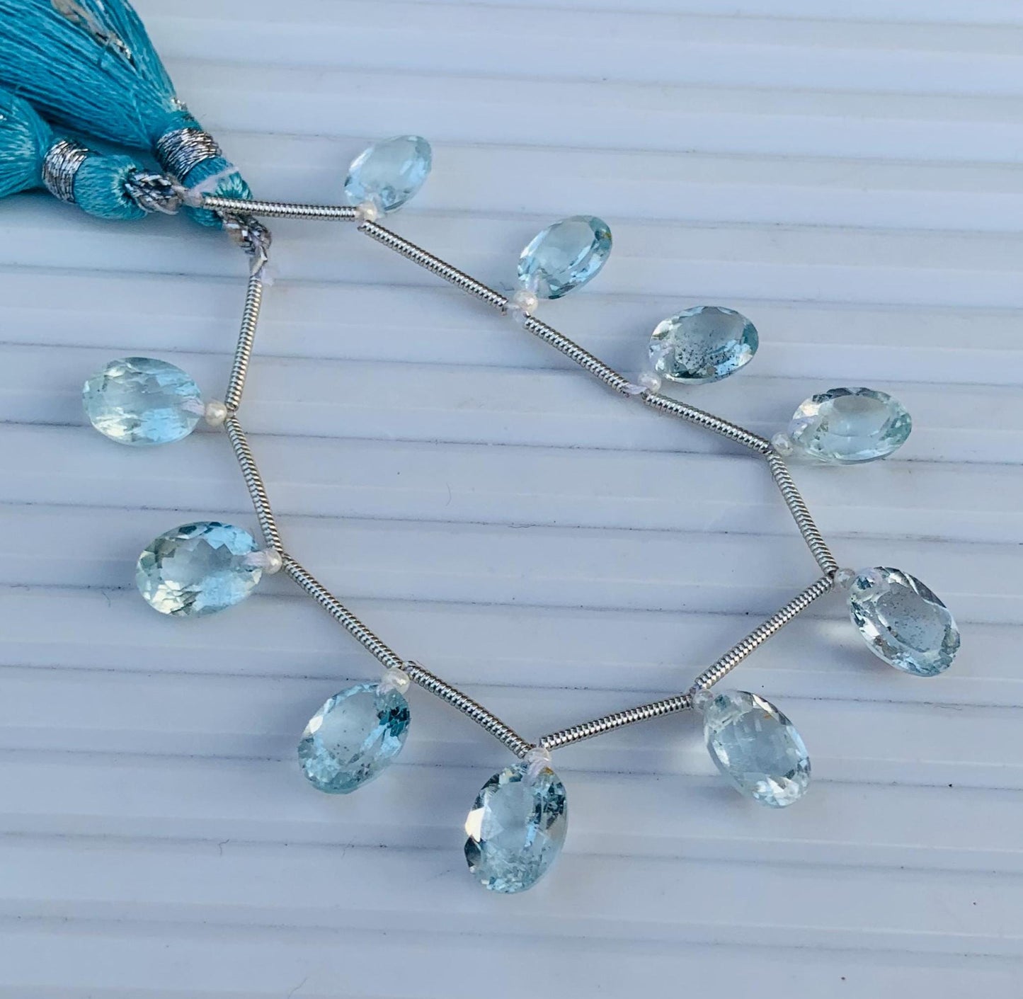 10pcs Natural Swiss Blue Topaz Faceted Oval Cut Gemstone Beads