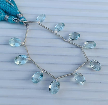 10pcs Natural Swiss Blue Topaz Faceted Oval Cut Gemstone Beads