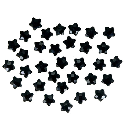2 Pieces Natural Black Onyx Hand Carved Star Shape Briolette, Star Shape Gemstone For Jewelry, Star Shape Briolette's 10 mm