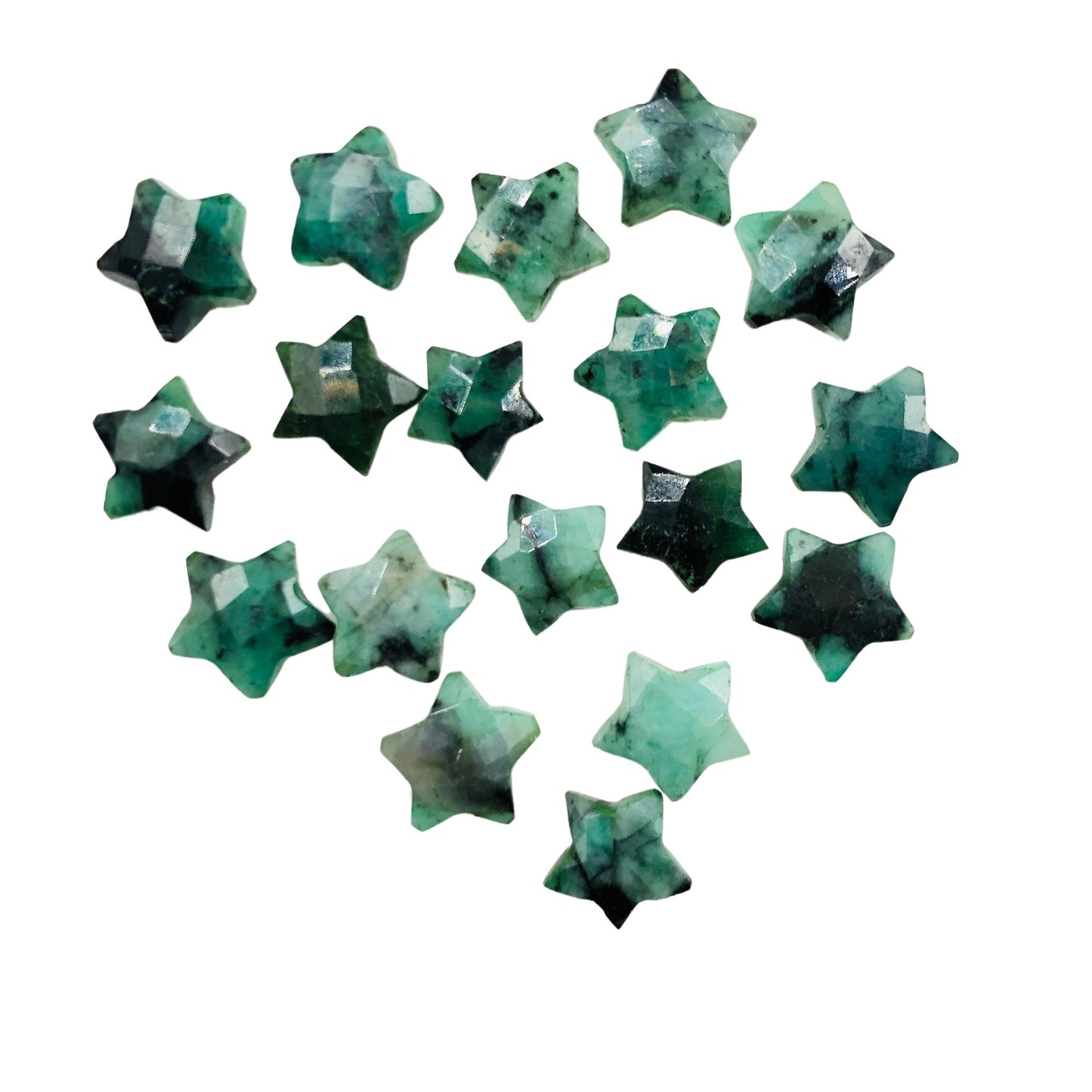 2 Pieces Natural Emerald Faceted Star Shape Gemstone, Size 10mm, Hand Carved Star Briolette, Loose Gemstone For Jewelry Making, SKU - BBI125
