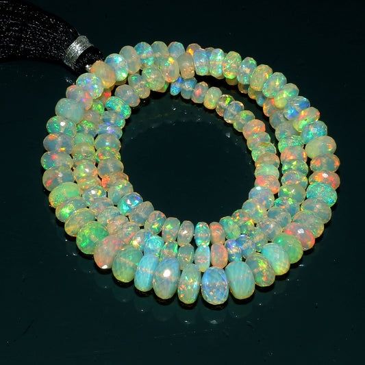 AAA Natural Ethiopian Fire Opal Faceted Rondelle & Briolette Beads