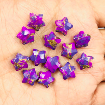 2 Pieces Purple Copper Turquoise Faceted Star Shape Gemstone, Size 10mm, Hand Carved Briolette, Loose Gemstone For Jewelry Making. BBI137