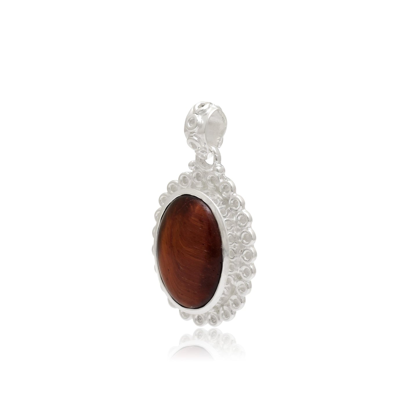 Tiger Eye 12x17mm Oval Pendant in 925 Silver Brown Gemstone Jewelry for Women