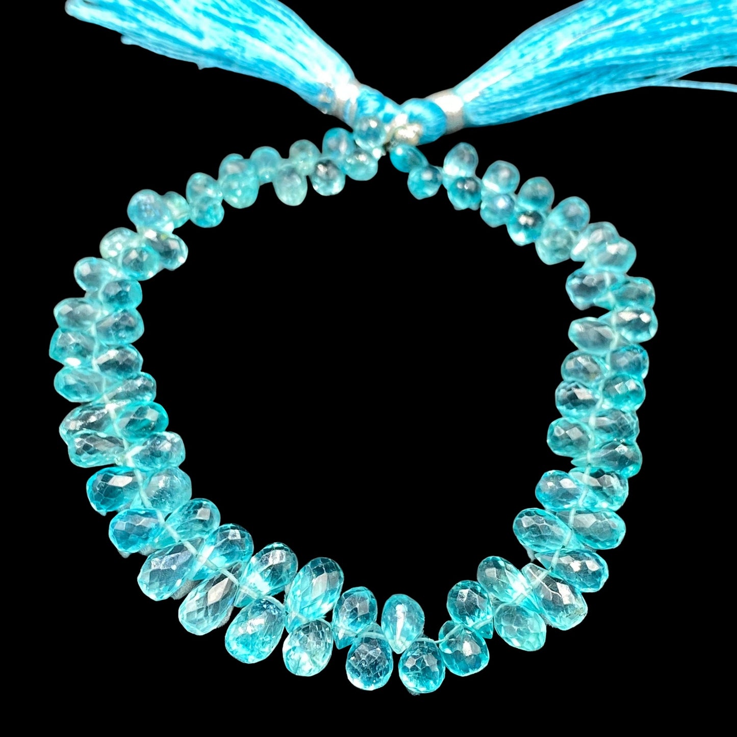 Natural Sky Blue Apatite Teardrop Briolette Beads , Apatite Semi Precious Gemstone Faceted Teardrop Graduation Beads , 3X5mm to 6X10 BBI797