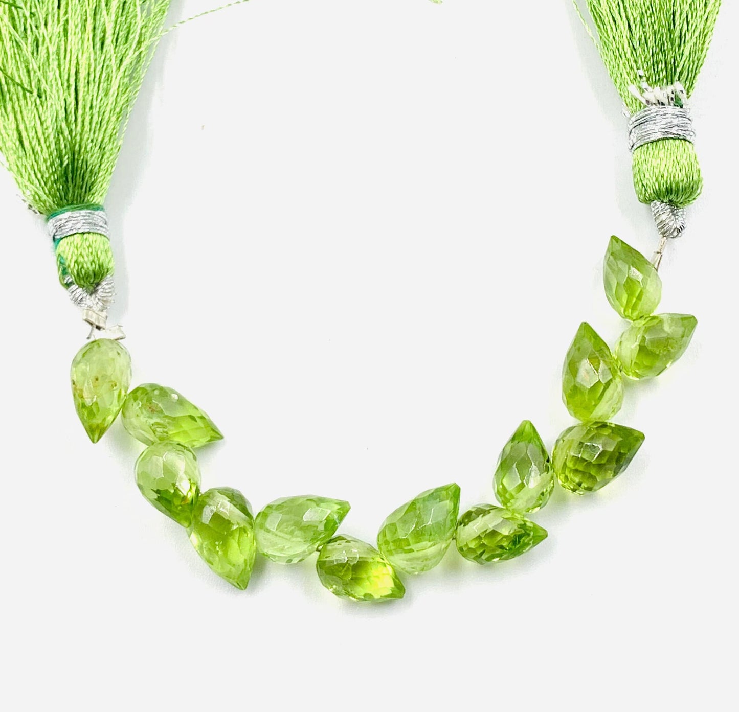 30 Pcs Natural Peridot Faceted Pear Briolette Beads | 5.5x8mm Gemstone Drops