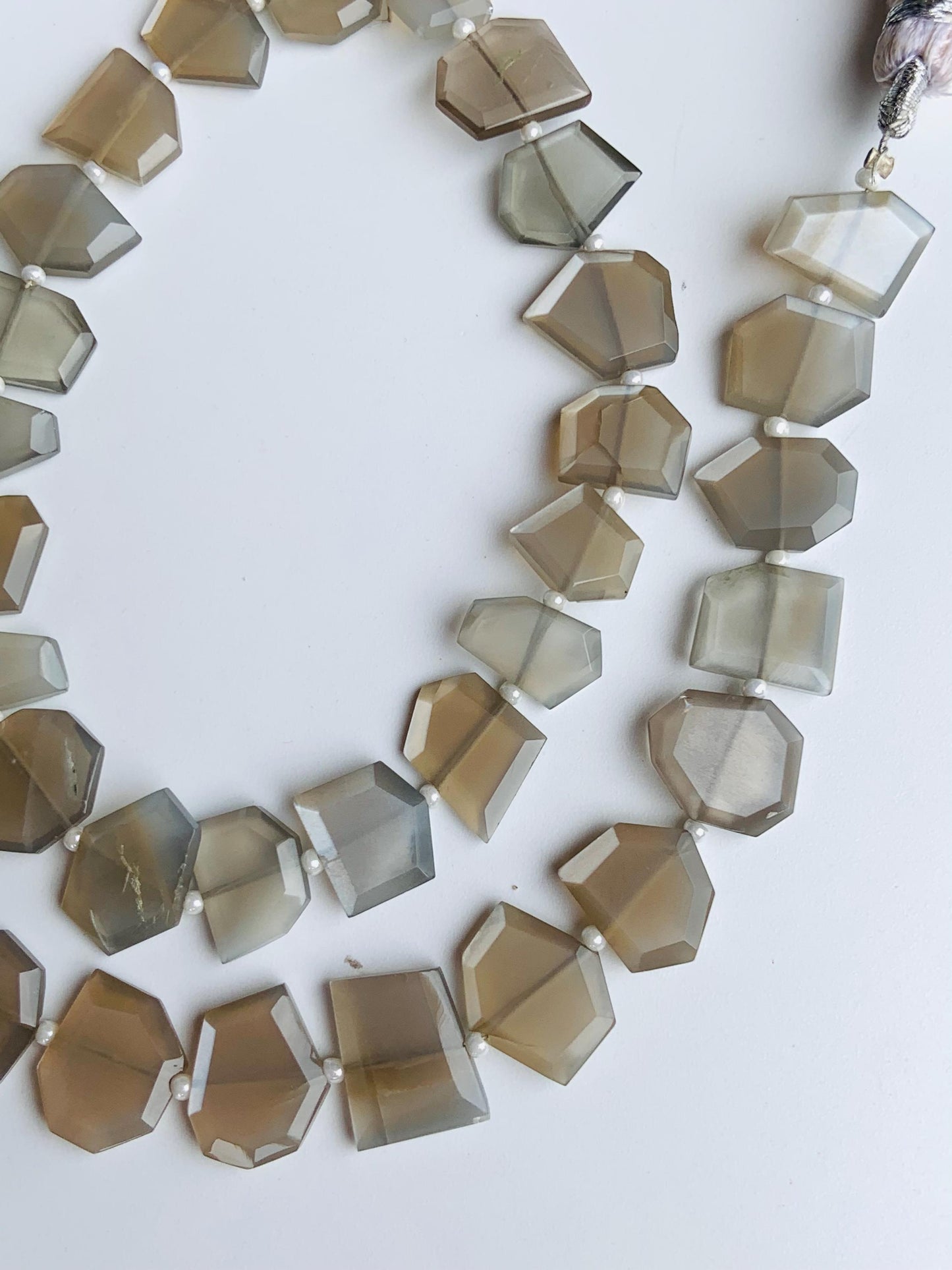 Natural Grey Moonstone Fancy Shape Slice Gemstone Beads, Faceted Gemstone Briolette, Flat Chip beads, Size 11mm to 13mm gift for her