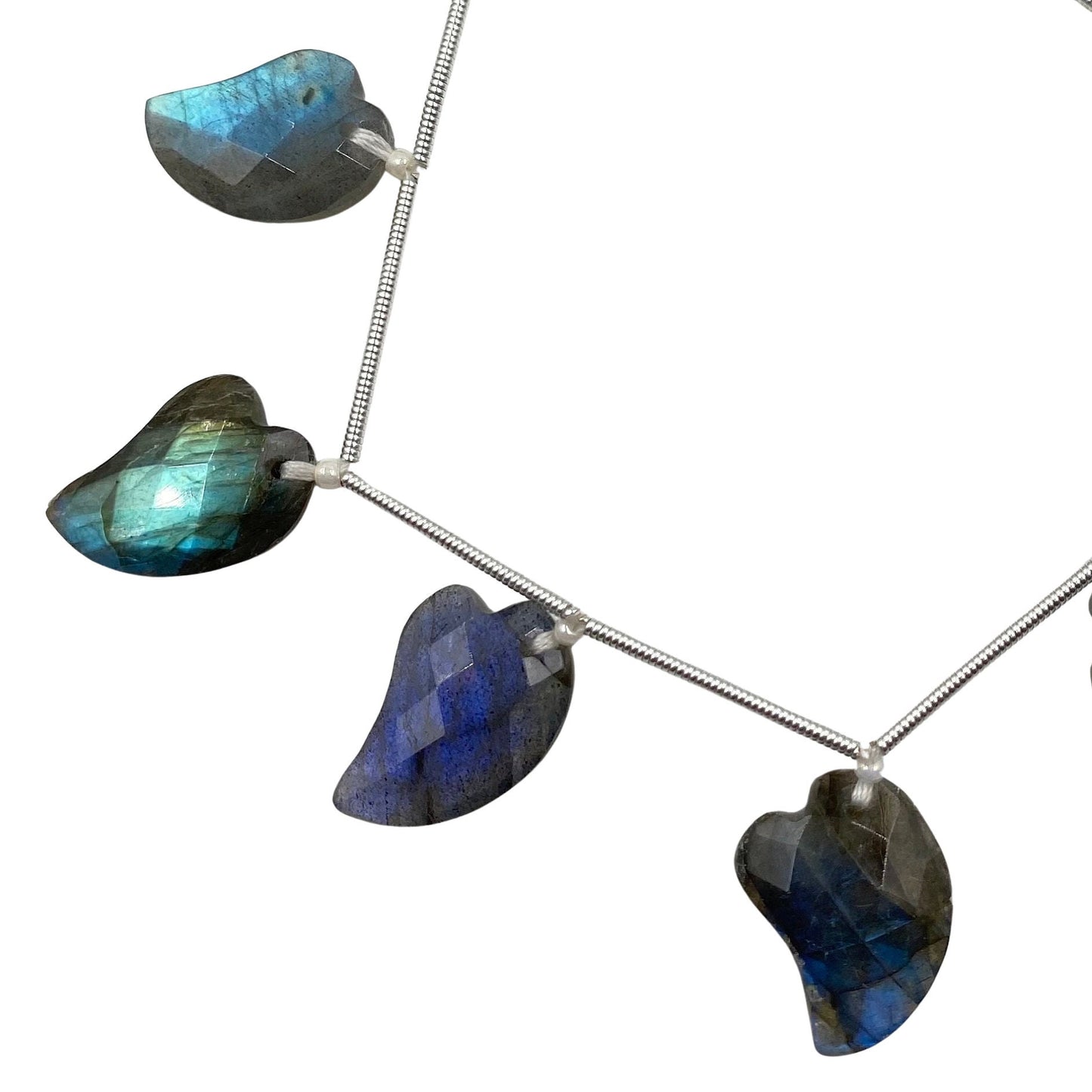 Natural Labradorite Carved Mango Shape Gemstone Beads 10 Pcs