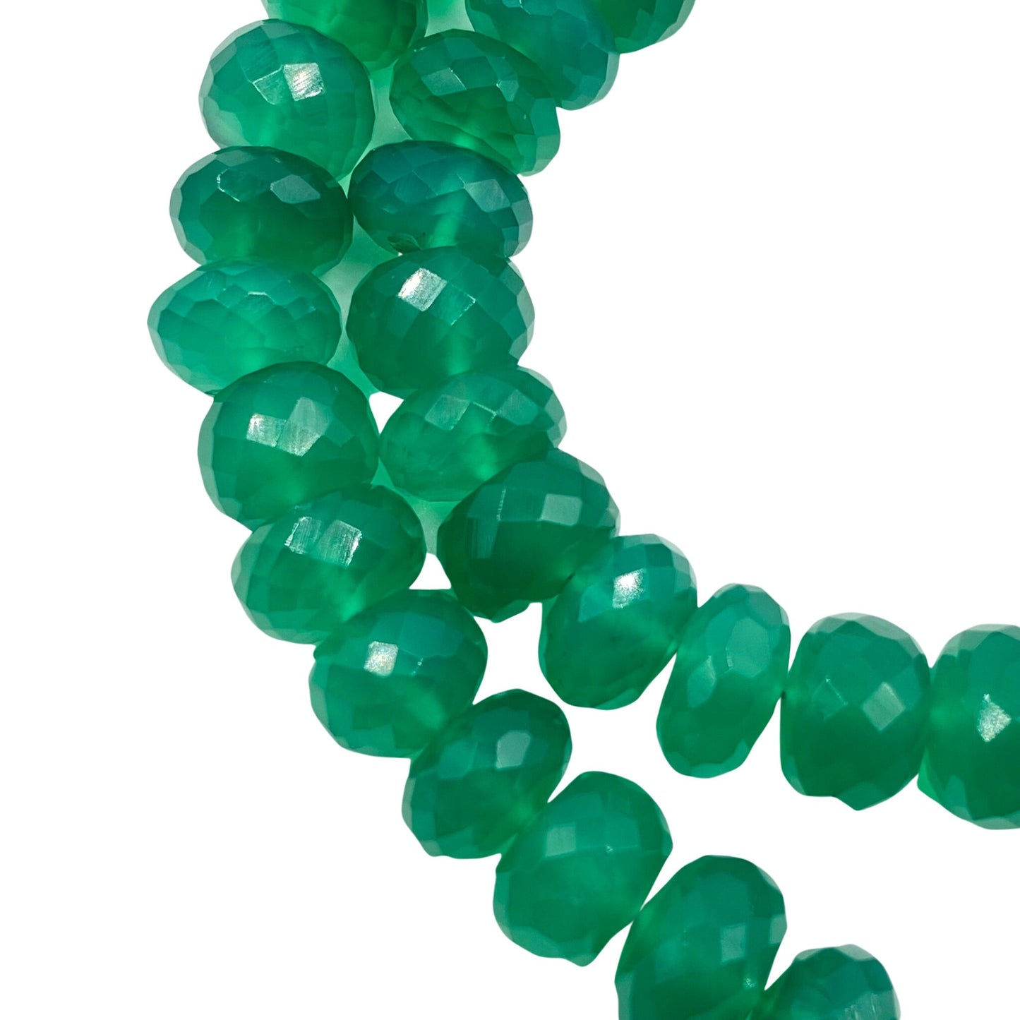 Green Onyx Faceted Rondelle Beads Necklace | Natural Gemstone Jewelry Beads